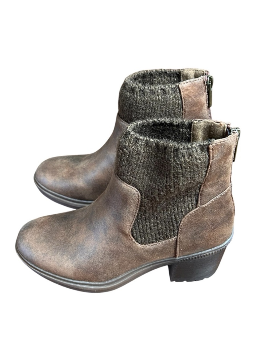 B-52 by Bullboxer Cognac Ankle Boots Knit Cuff NWOT Size 7